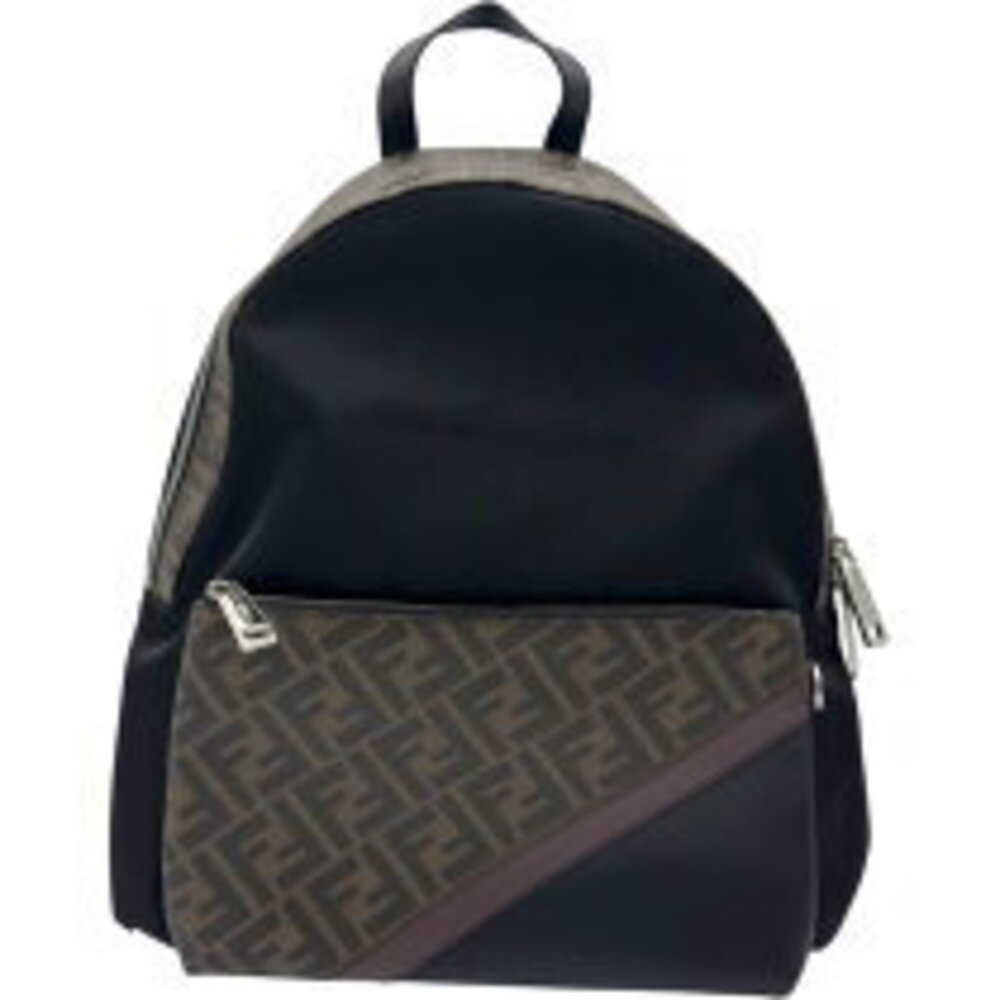 Fendi FF Logo Backpack Brown Leather Daypack